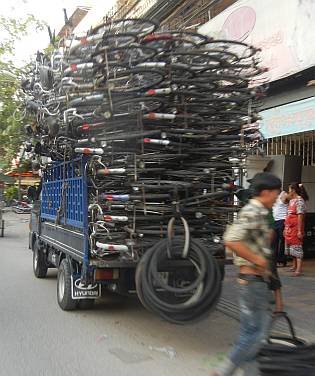 Truckload of old bicycles